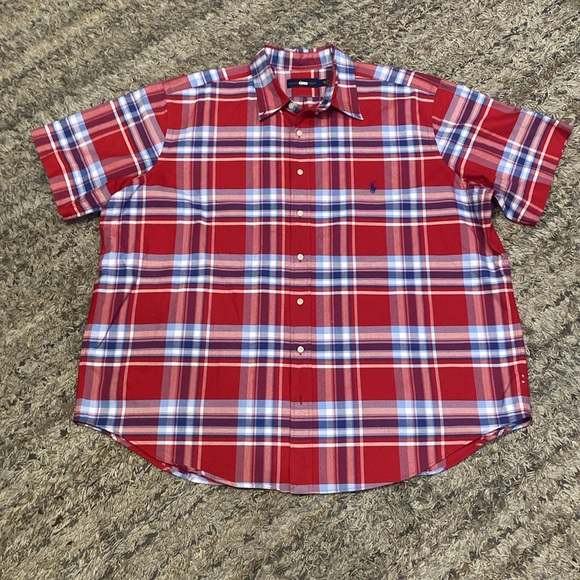 Polo by Ralph Lauren Red and Blue Casual Button Down short sleeve Shirt sz 2XB - Picture 2 of 8